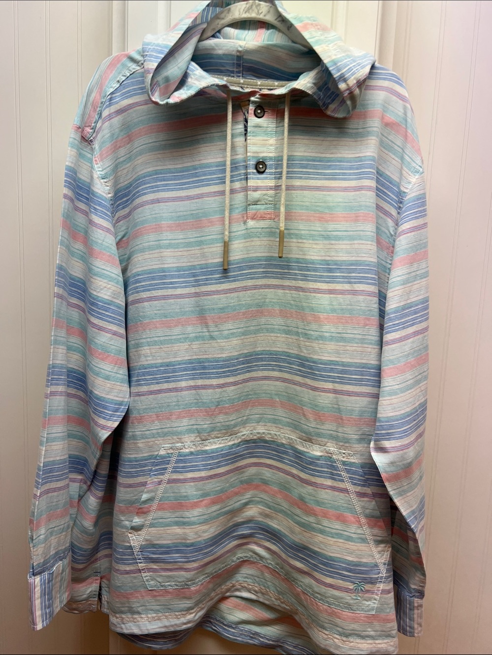 Tommy Bahama Pastel Striped Hooded Pullover - Blue, Pink, Cream